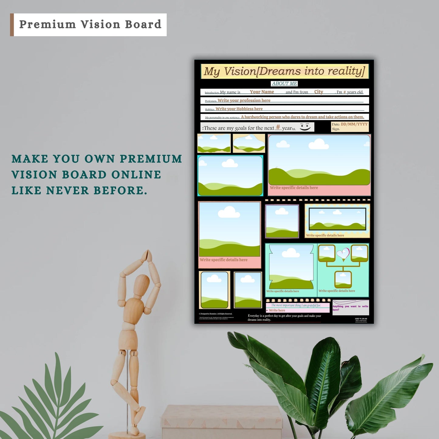 3 Premium Vision Board Templates (Dreams into Reality)