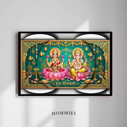 Celebration of Light and Wealth | Lakshmi Ganesh Print