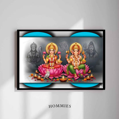Celestial Guardians | Lakshmi Ganesh Print