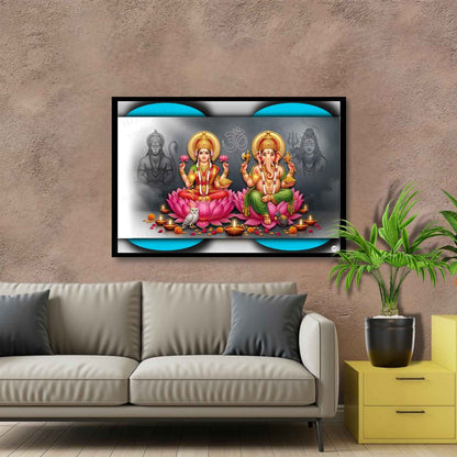 Celestial Guardians | Lakshmi Ganesh Print