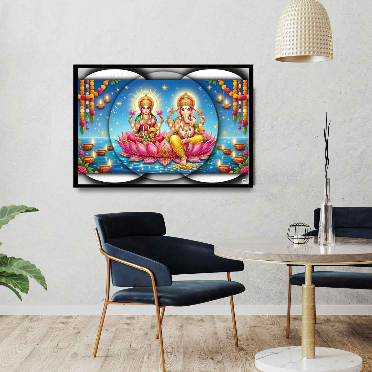 Pink Lotus Throne | Lakshmi Ganesh Print