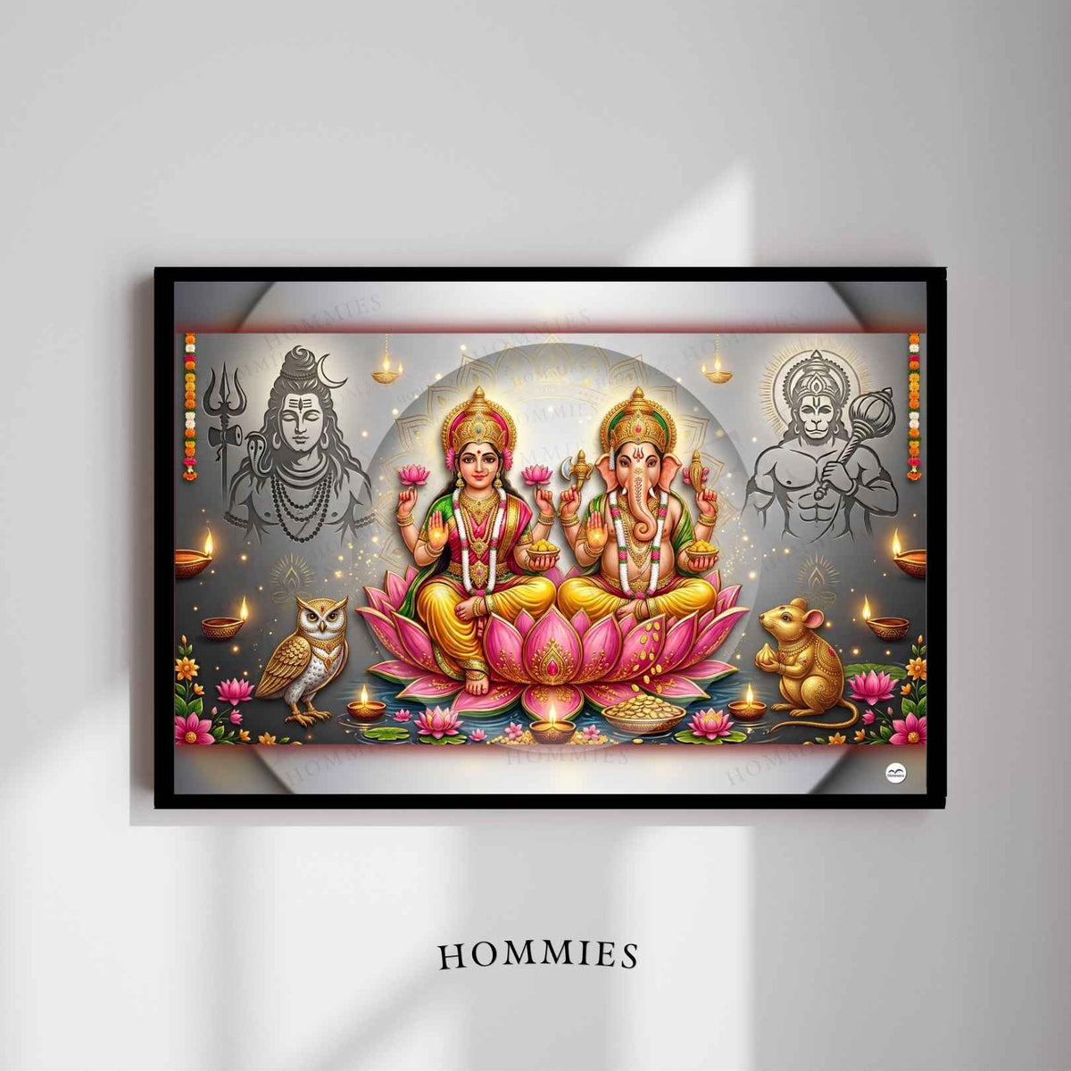 Pillars of Prosperity and Courage | Lakshmi Ganesh Print