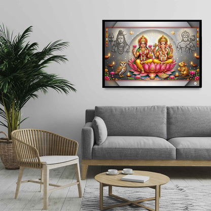 Pillars of Prosperity and Courage | Lakshmi Ganesh Print
