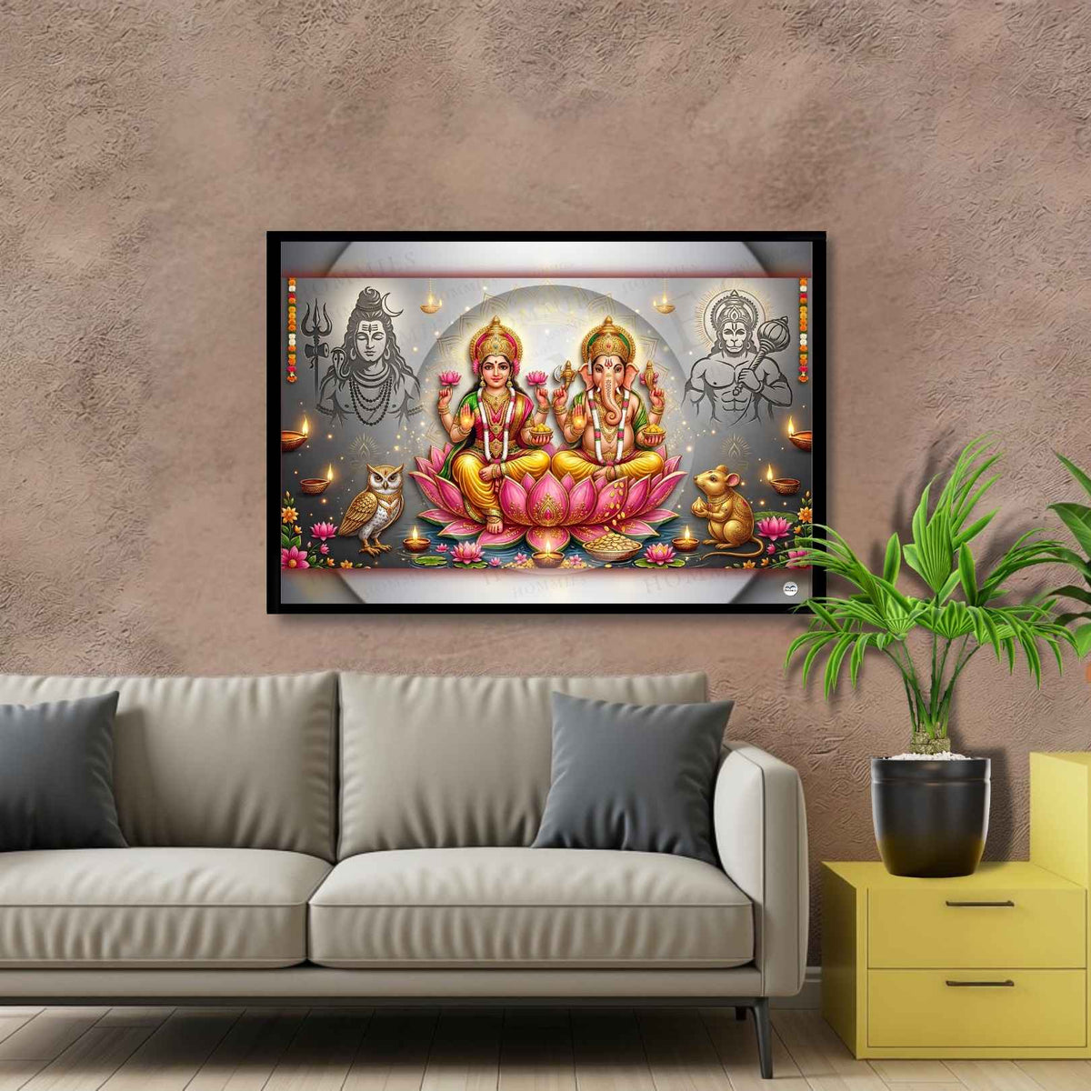 Pillars of Prosperity and Courage | Lakshmi Ganesh Print