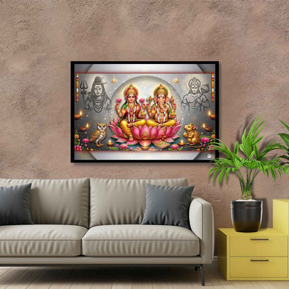 Pillars of Prosperity and Courage | Lakshmi Ganesh Print