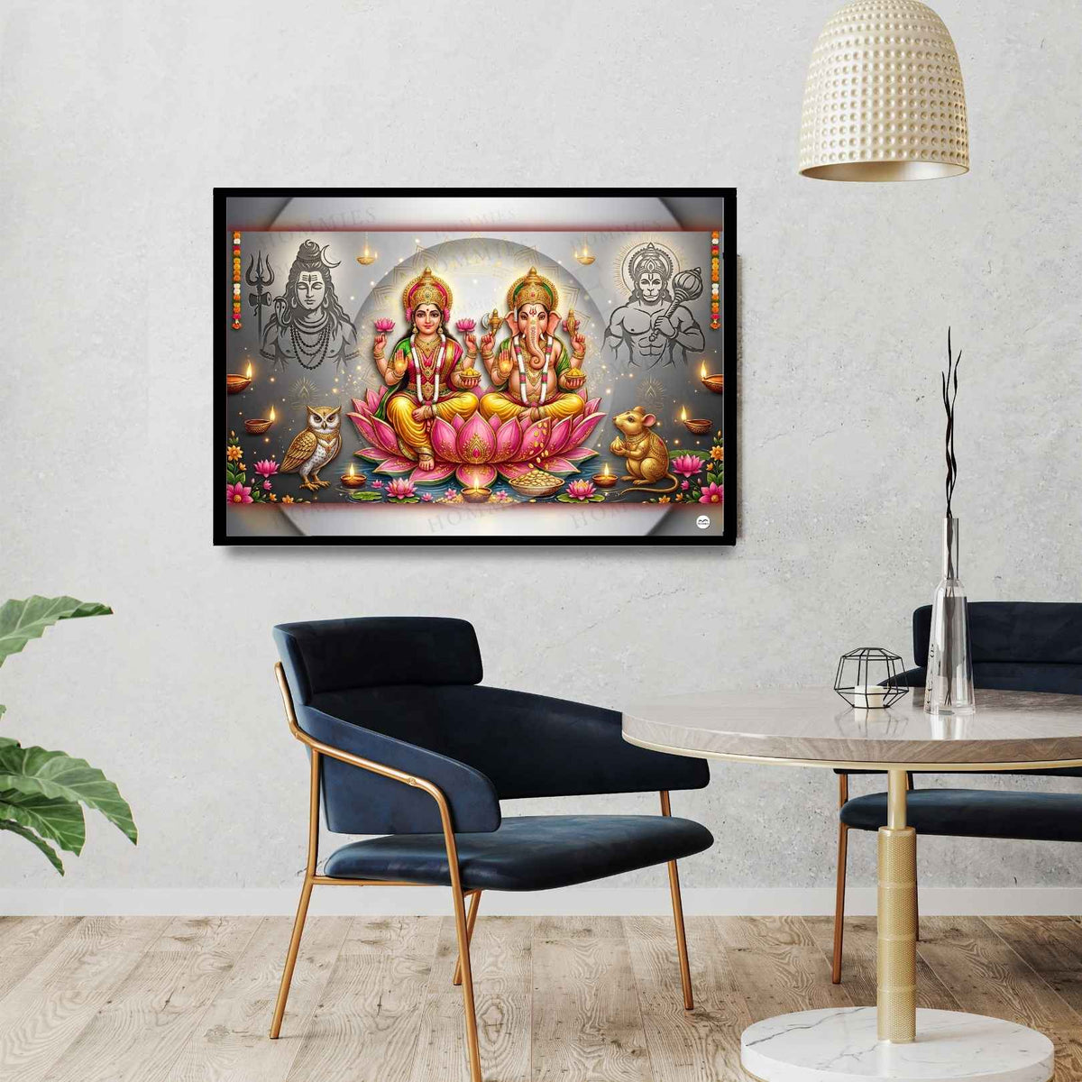 Pillars of Prosperity and Courage | Lakshmi Ganesh Print