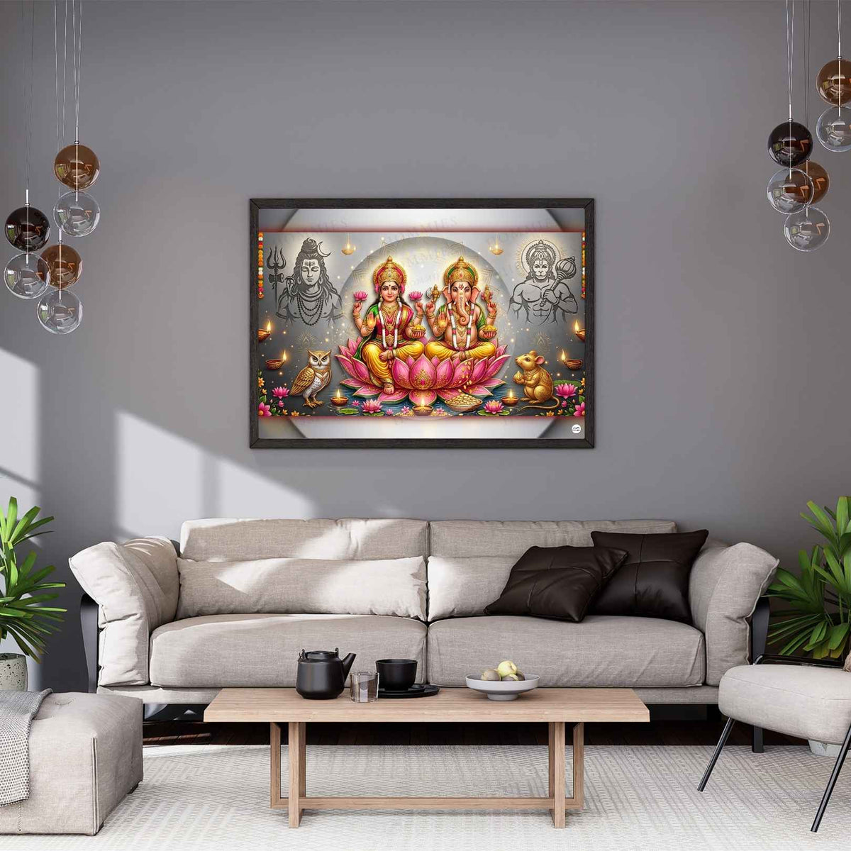 Pillars of Prosperity and Courage | Lakshmi Ganesh Print