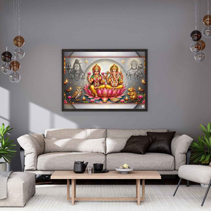 Pillars of Prosperity and Courage | Lakshmi Ganesh Print
