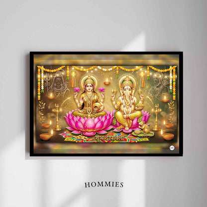 Rays of Hope and Fortune | Lakshmi Ganesh Print
