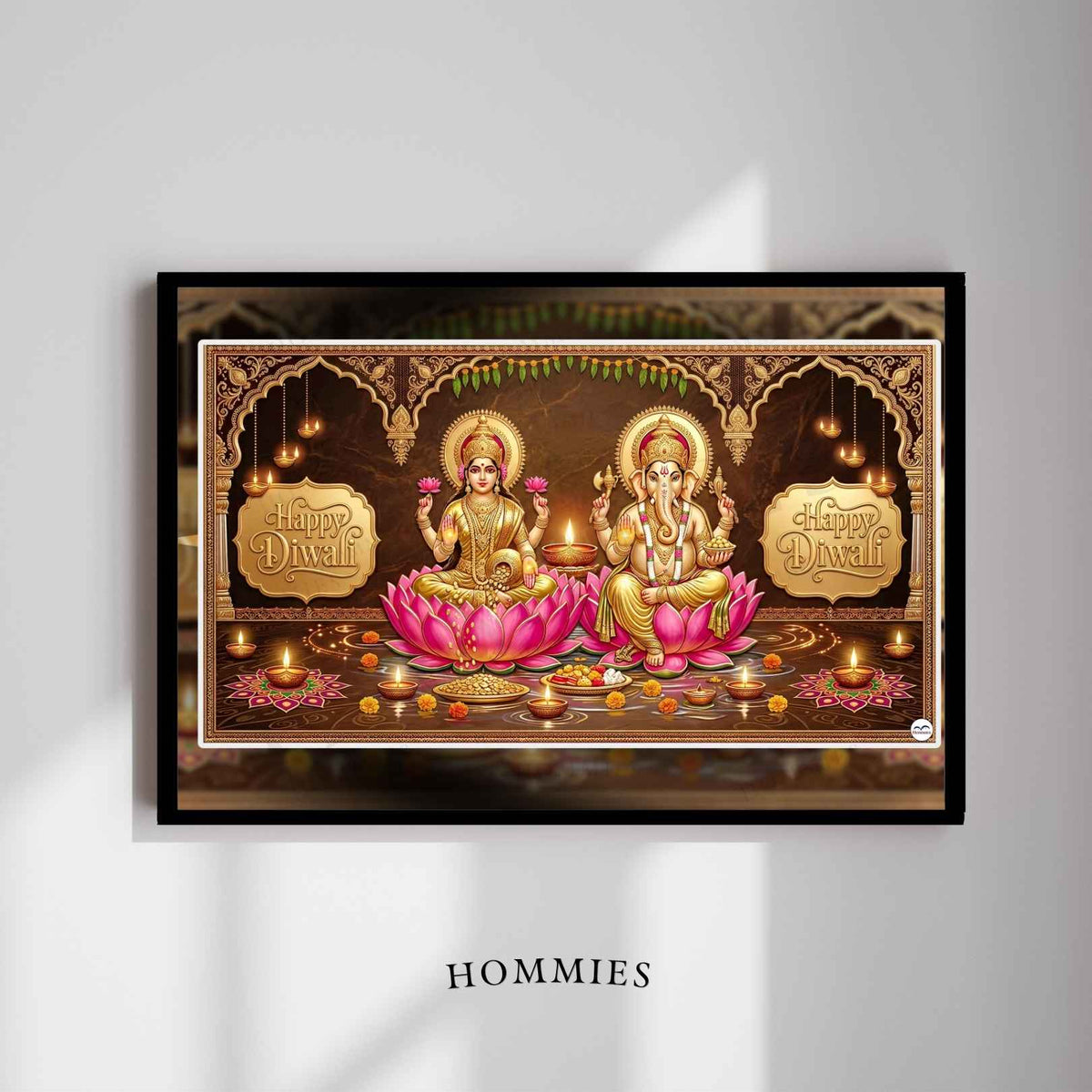 Golden Diwali Sanctum | Lakshmi Ganesh Print