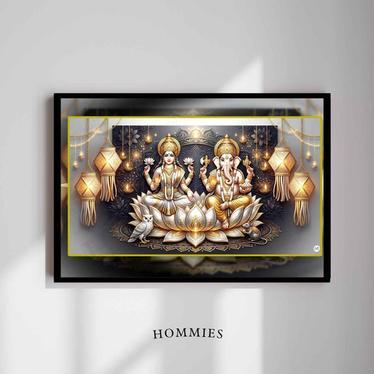 The Gilded Lanterns | Lakshmi Ganesh Print