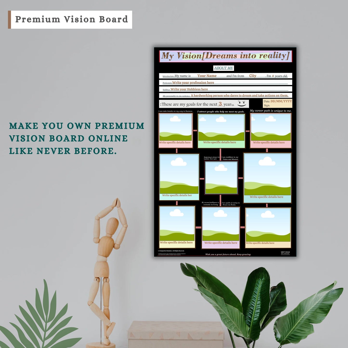 3 Premium Vision Board Templates (Dreams into Reality)