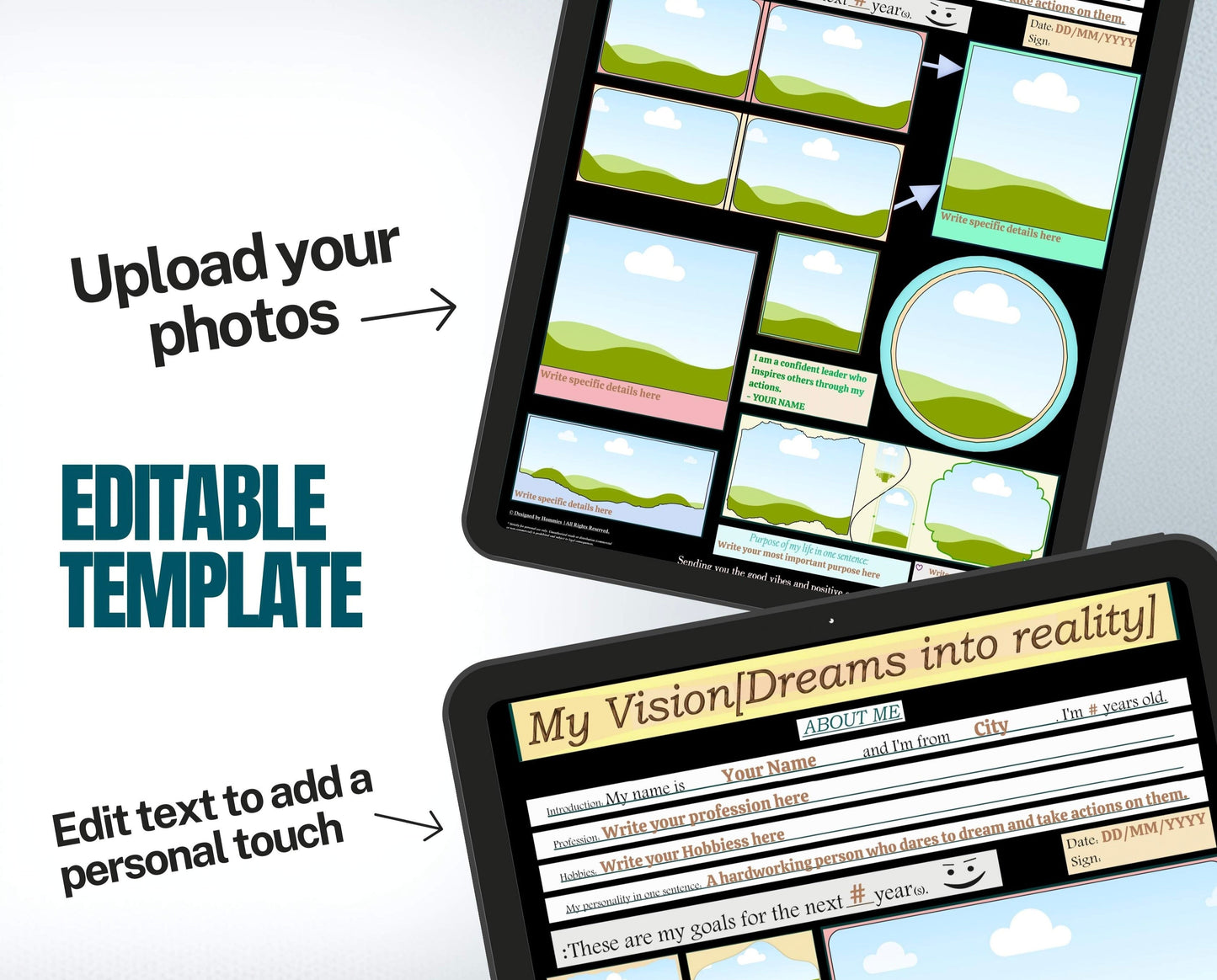 3 Premium Vision Board Templates (Dreams into Reality)